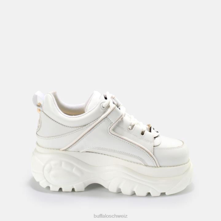 Buffalo klassischer Sneaker Low aus Leder 846Z754 gold/weiß|Turnschuhe