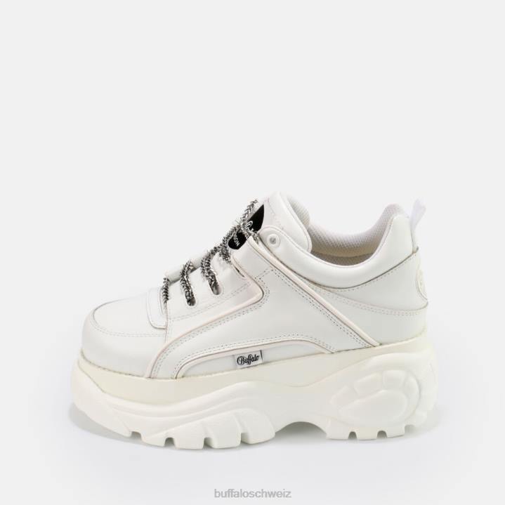 Buffalo klassischer Sneaker Low aus Leder 846Z773 Weißsilber|Turnschuhe