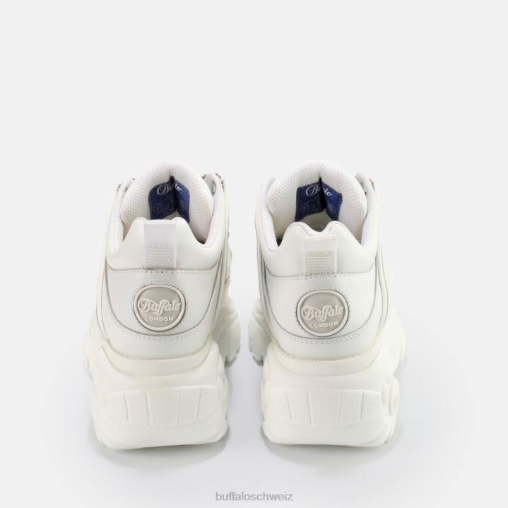 Buffalo klassischer Sneaker Low aus Leder 846Z773 Weißsilber|Turnschuhe