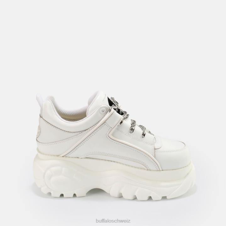 Buffalo klassischer Sneaker Low aus Leder 846Z773 Weißsilber|Turnschuhe