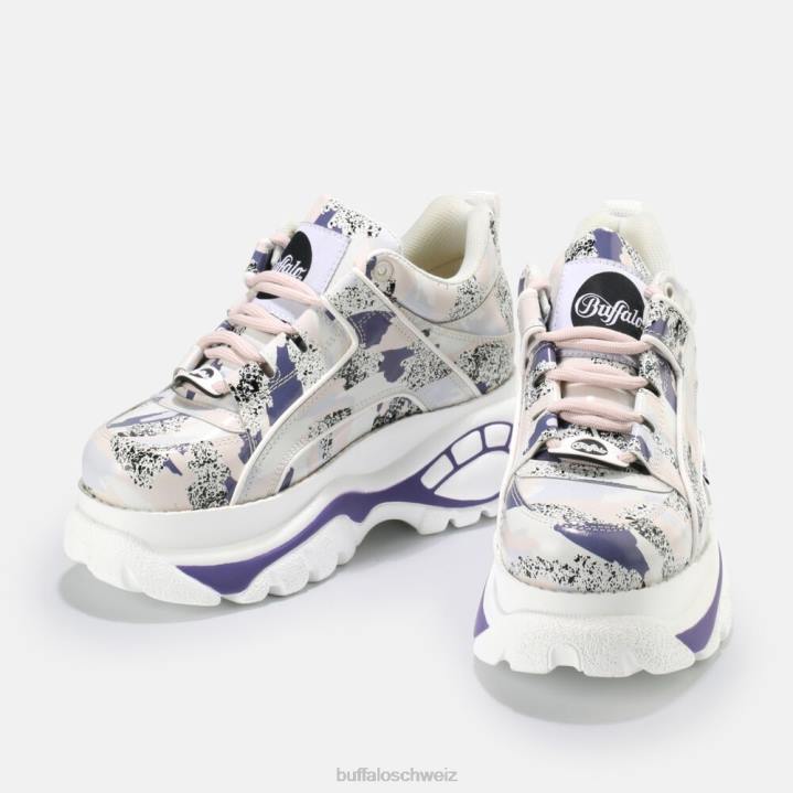 Buffalo klassischer Sneaker Low aus Leder 846Z777 Pink Lila|Turnschuhe