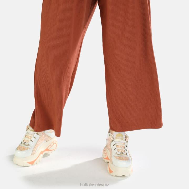 Buffalo klassischer Sneaker Low aus Leder 846Z800 weiß/orange|Turnschuhe