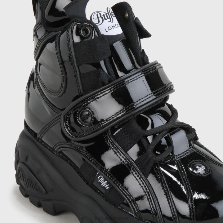 Buffalo klassischer Sneaker aus hochlackiertem Leder 846Z556 Schwarz|Turnschuhe