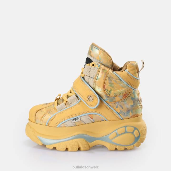 Buffalo klassischer Sneaker hoch 846Z504 Camo-Senf|Turnschuhe