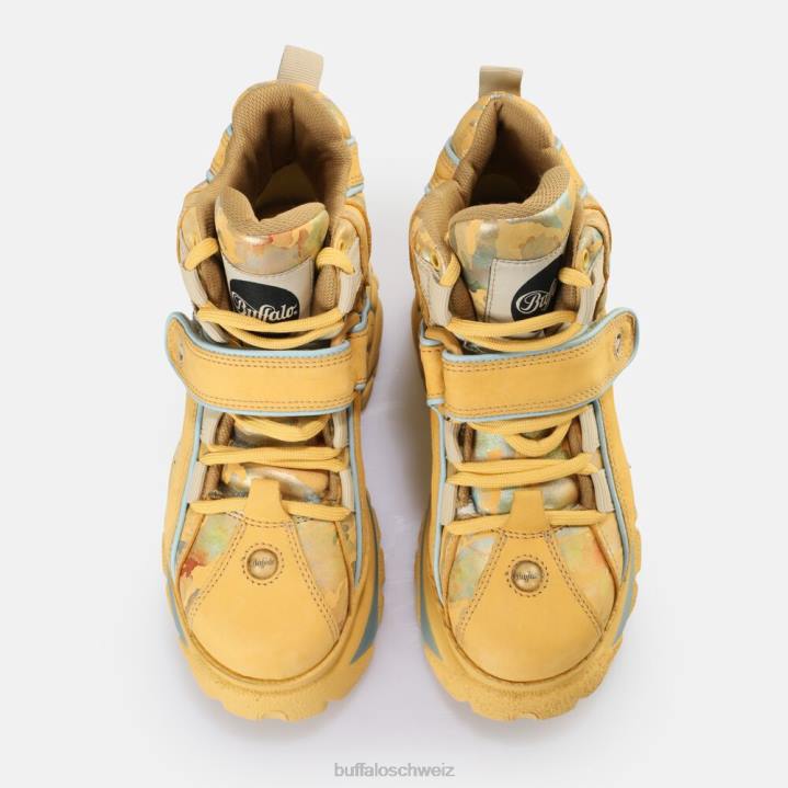 Buffalo klassischer Sneaker hoch 846Z504 Camo-Senf|Turnschuhe