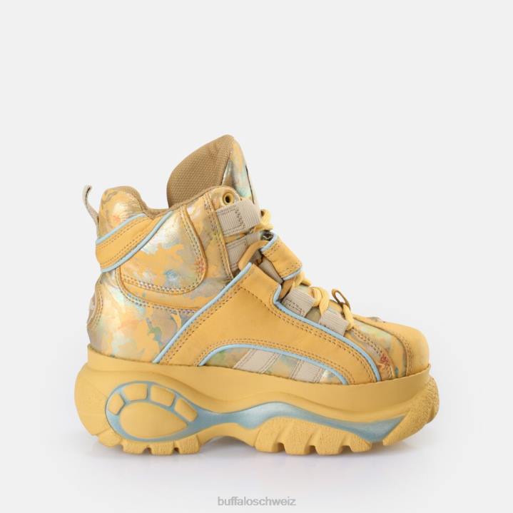 Buffalo klassischer Sneaker hoch 846Z504 Camo-Senf|Turnschuhe