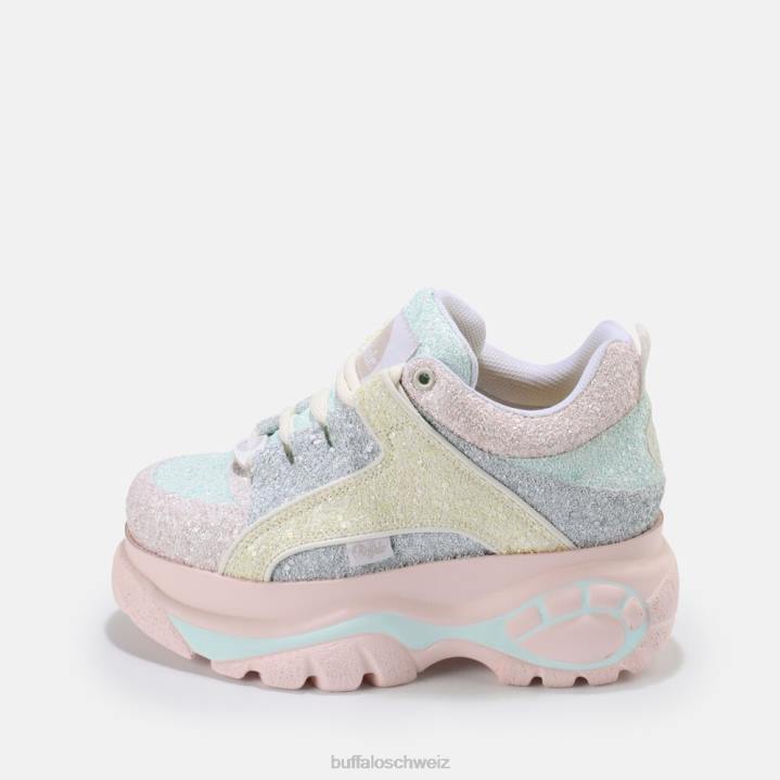 Buffalo klassischer Sneaker mit niedrigem veganem Glitzer 846Z725 Multipastell|Turnschuhe