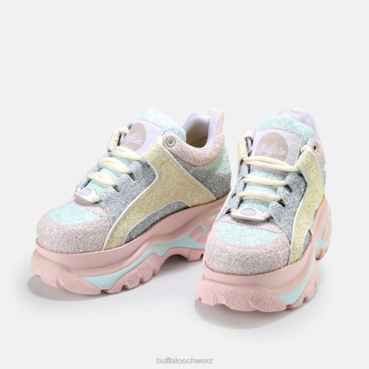 Buffalo klassischer Sneaker mit niedrigem veganem Glitzer 846Z725 Multipastell|Turnschuhe