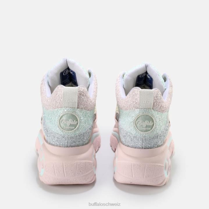 Buffalo klassischer Sneaker mit niedrigem veganem Glitzer 846Z725 Multipastell|Turnschuhe
