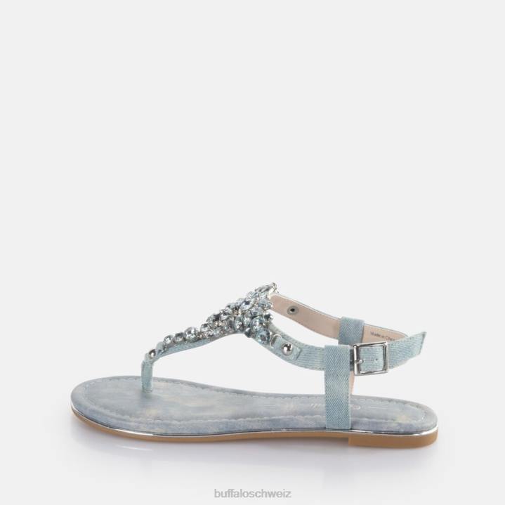 Buffalo Capri-Glamour-Sandalen vegan 846Z88 wasserblaues Denim|Sandalen
