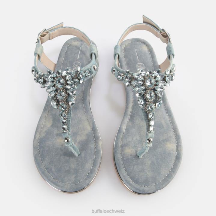 Buffalo Capri-Glamour-Sandalen vegan 846Z88 wasserblaues Denim|Sandalen