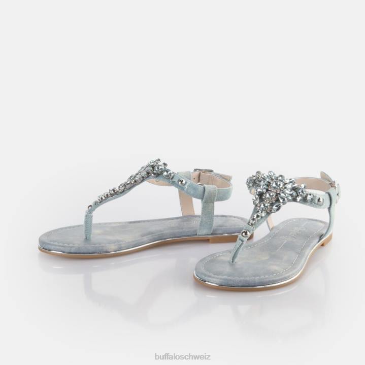 Buffalo Capri-Glamour-Sandalen vegan 846Z88 wasserblaues Denim|Sandalen