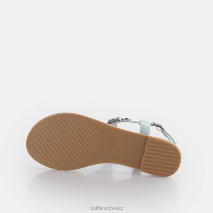 Buffalo Capri-Glamour-Sandalen vegan 846Z88 wasserblaues Denim|Sandalen