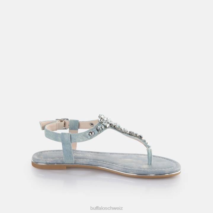 Buffalo Capri-Glamour-Sandalen vegan 846Z88 wasserblaues Denim|Sandalen