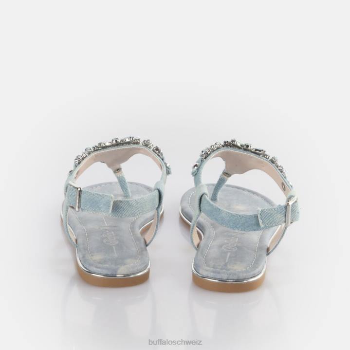 Buffalo Capri-Glamour-Sandalen vegan 846Z88 wasserblaues Denim|Sandalen