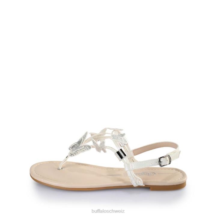 Buffalo Capri-Sandalen mit glitzernden Schmetterlingen, vegan 846Z385 Perlweiss|Sandalen