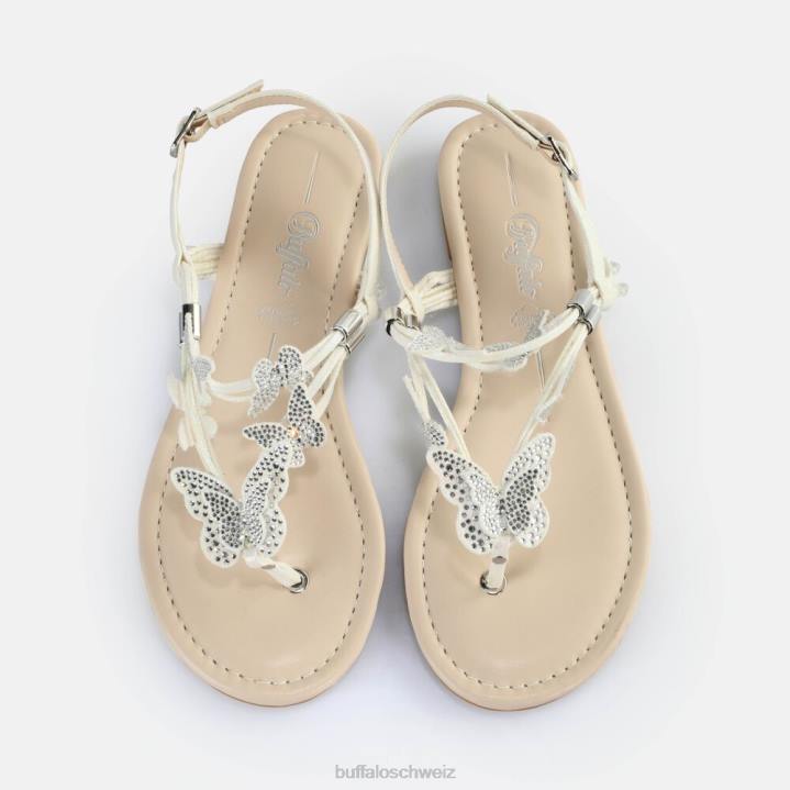 Buffalo Capri-Sandalen mit glitzernden Schmetterlingen, vegan 846Z385 Perlweiss|Sandalen