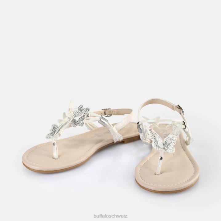 Buffalo Capri-Sandalen mit glitzernden Schmetterlingen, vegan 846Z385 Perlweiss|Sandalen