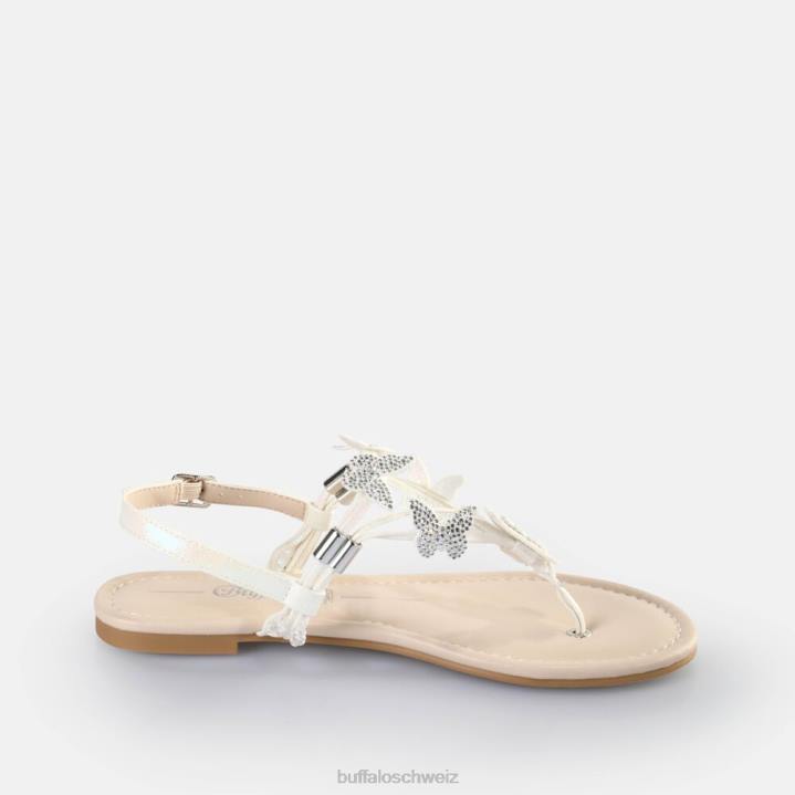 Buffalo Capri-Sandalen mit glitzernden Schmetterlingen, vegan 846Z385 Perlweiss|Sandalen