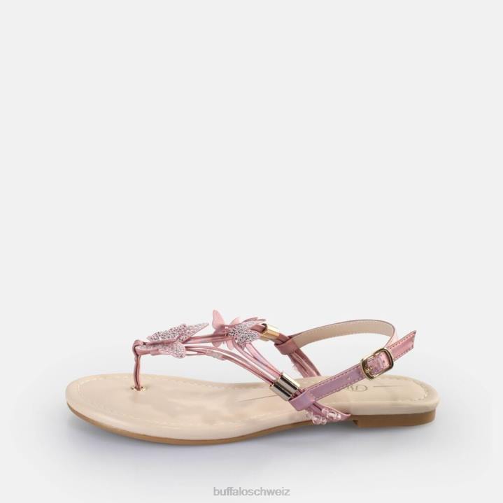 Buffalo Capri-Sandalen mit glitzernden Schmetterlingen, vegan 846Z386 Rosa|Sandalen
