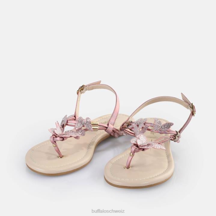 Buffalo Capri-Sandalen mit glitzernden Schmetterlingen, vegan 846Z386 Rosa|Sandalen