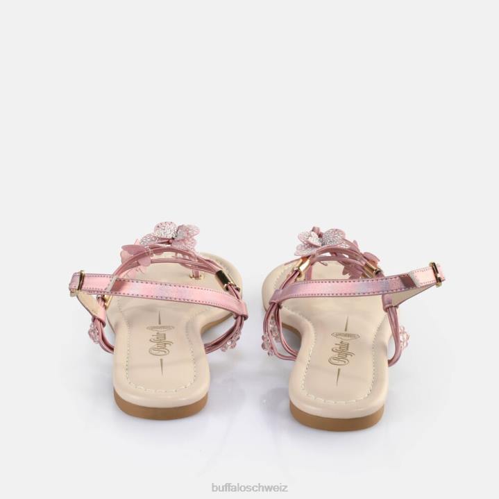 Buffalo Capri-Sandalen mit glitzernden Schmetterlingen, vegan 846Z386 Rosa|Sandalen