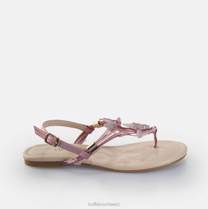 Buffalo Capri-Sandalen mit glitzernden Schmetterlingen, vegan 846Z386 Rosa|Sandalen