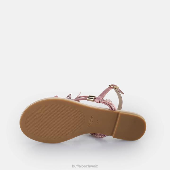 Buffalo Capri-Sandalen mit glitzernden Schmetterlingen, vegan 846Z386 Rosa|Sandalen