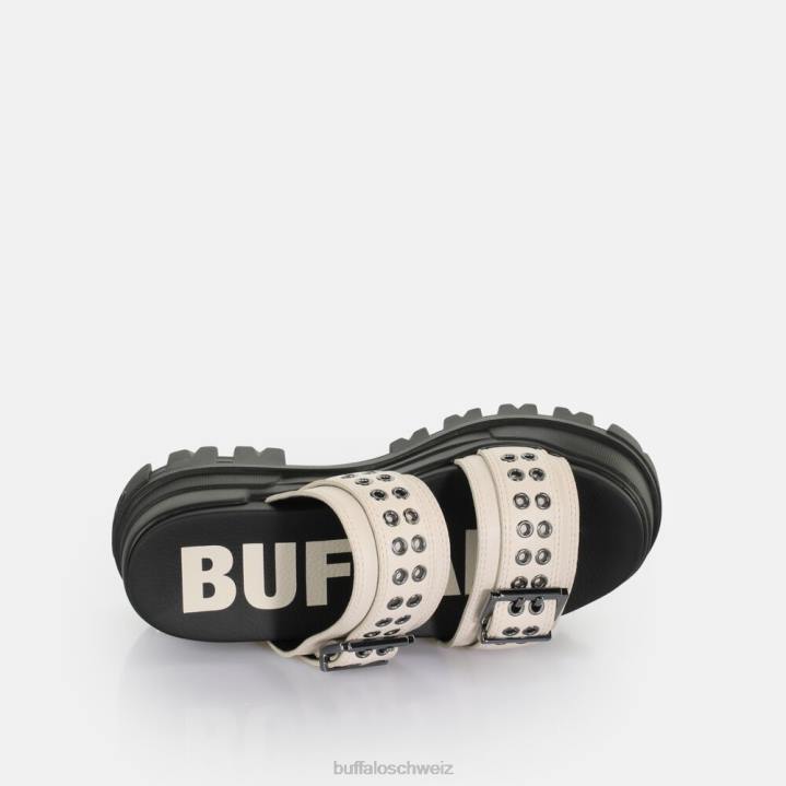 Buffalo Aspha Loop-Plateausandalen vegan 846Z383 Creme|Folien