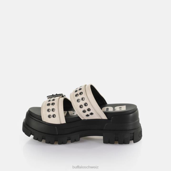 Buffalo Aspha Loop-Plateausandalen vegan 846Z383 Creme|Folien