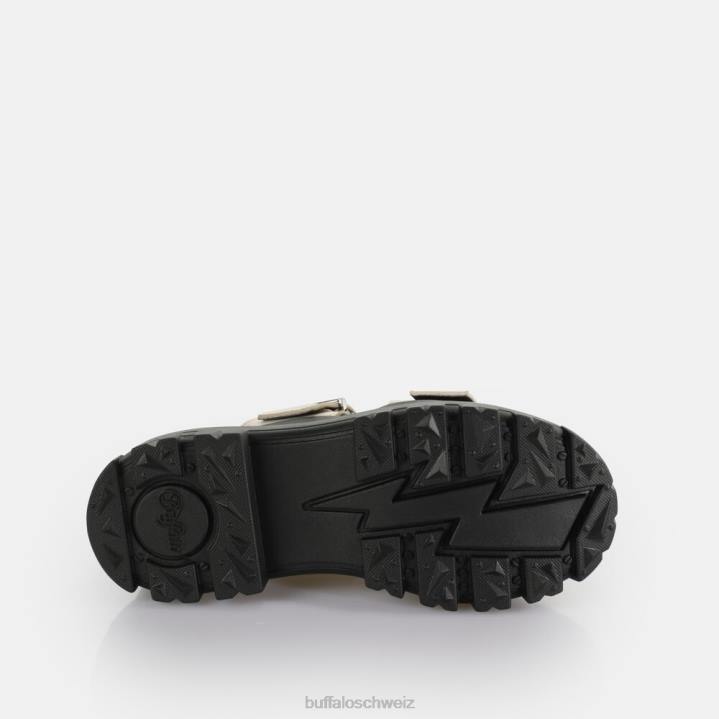 Buffalo Aspha Loop-Plateausandalen vegan 846Z383 Creme|Folien