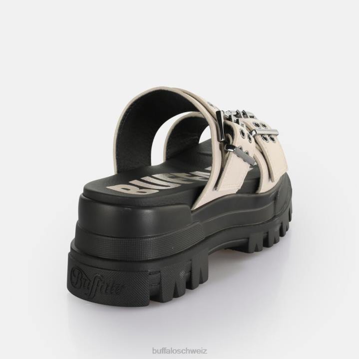 Buffalo Aspha Loop-Plateausandalen vegan 846Z383 Creme|Folien