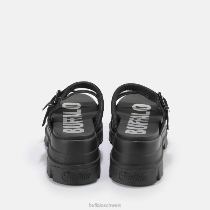 Buffalo Aspha Loop-Plateausandalen vegan 846Z886 Schwarz|Folien