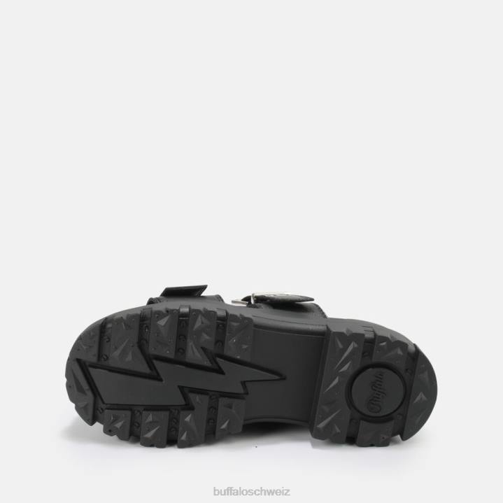 Buffalo Aspha Loop-Plateausandalen vegan 846Z886 Schwarz|Folien