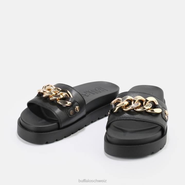 Buffalo Eve Ketten-Plateausandalen vegan 846Z699 Schwarz|Folien