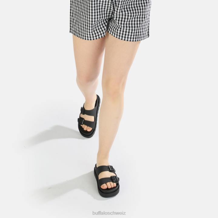 Buffalo Eve Sol Plateausandalen vegan 846Z248 Schwarz|Folien