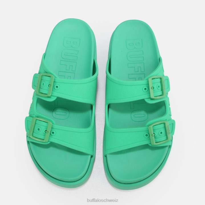 Buffalo Eve Sol Plateausandalen vegan 846Z460 Grün|Folien