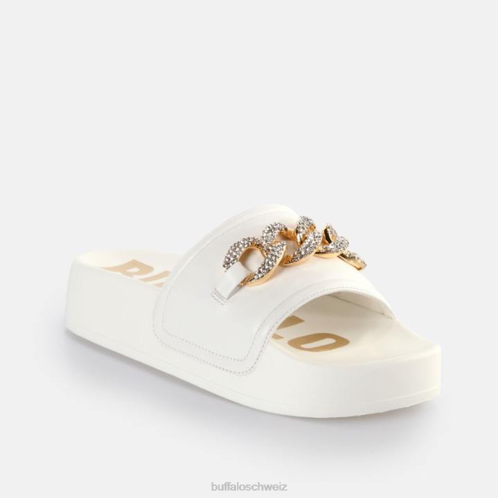 Buffalo Fabia Ketten-Plateau-Slides vegan 846Z379 Weiss|Folien