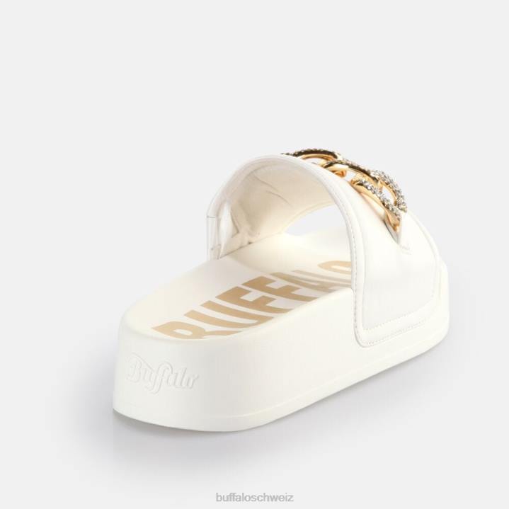Buffalo Fabia Ketten-Plateau-Slides vegan 846Z379 Weiss|Folien