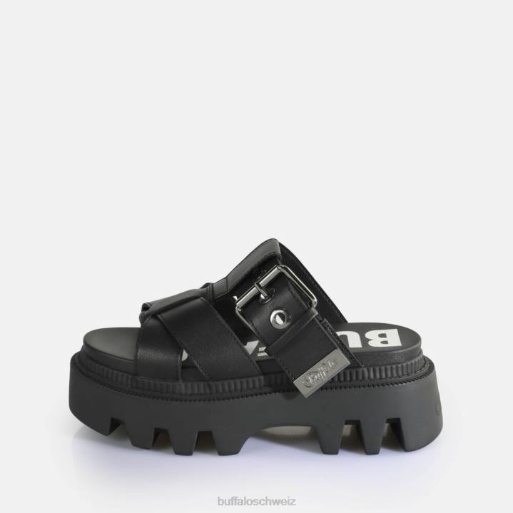 Buffalo Flora Slide Plateausandalen vegan 846Z565 Schwarz|Folien