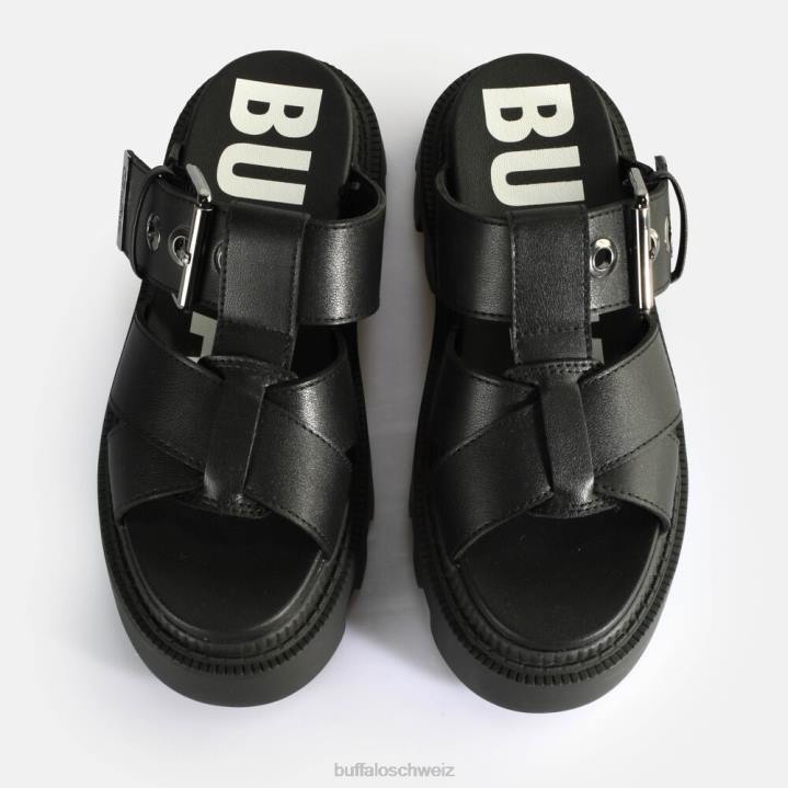 Buffalo Flora Slide Plateausandalen vegan 846Z565 Schwarz|Folien