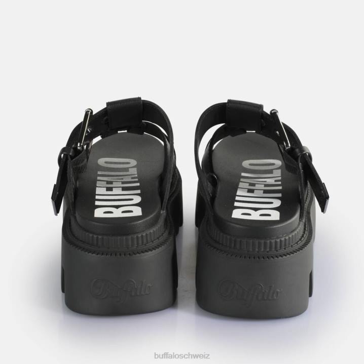 Buffalo Flora Slide Plateausandalen vegan 846Z565 Schwarz|Folien