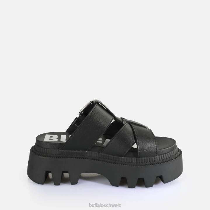 Buffalo Flora Slide Plateausandalen vegan 846Z565 Schwarz|Folien