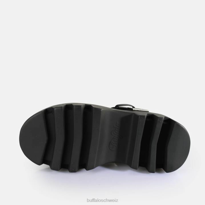 Buffalo Flora Slide Plateausandalen vegan 846Z565 Schwarz|Folien