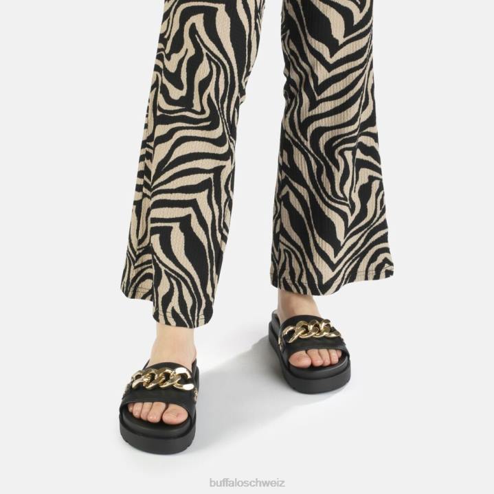 Buffalo Lake Quilt Plateausandalen vegan 846Z796 Schwarz|Folien