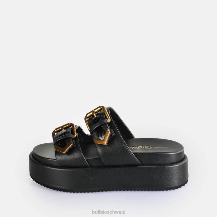 Buffalo Noa Ari Plateausandalen vegan 846Z18 Schwarz|Folien
