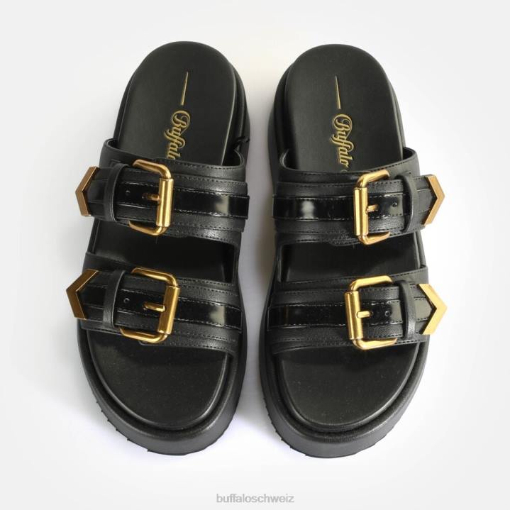 Buffalo Noa Ari Plateausandalen vegan 846Z18 Schwarz|Folien