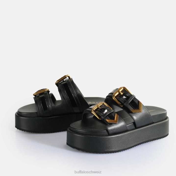 Buffalo Noa Ari Plateausandalen vegan 846Z18 Schwarz|Folien