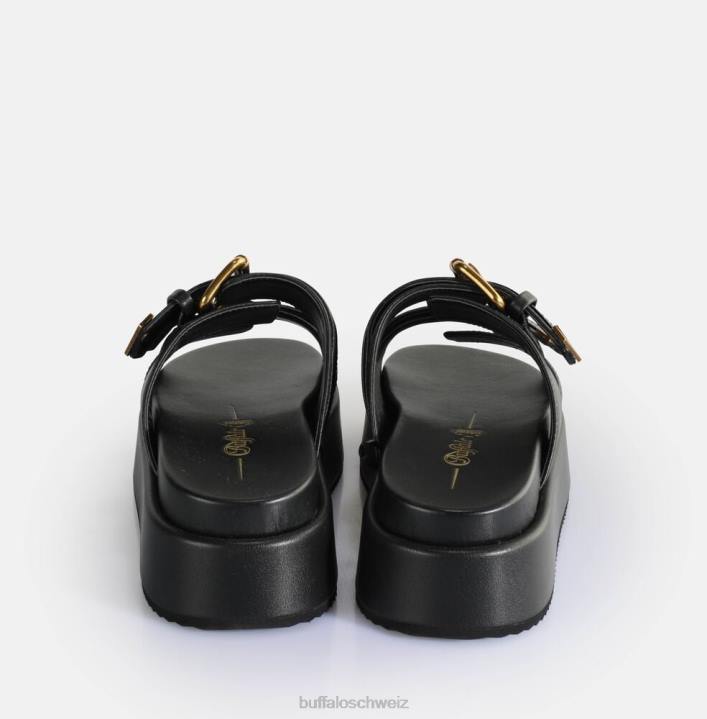 Buffalo Noa Ari Plateausandalen vegan 846Z18 Schwarz|Folien