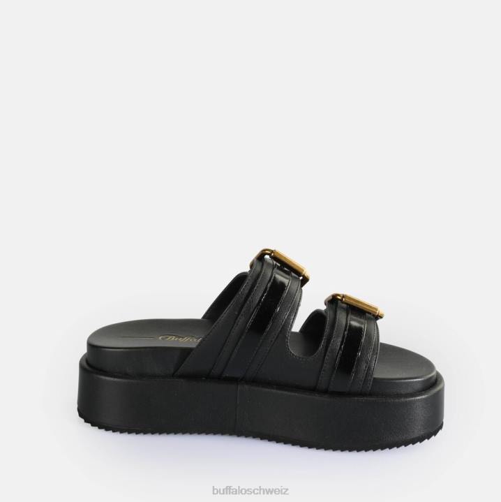Buffalo Noa Ari Plateausandalen vegan 846Z18 Schwarz|Folien